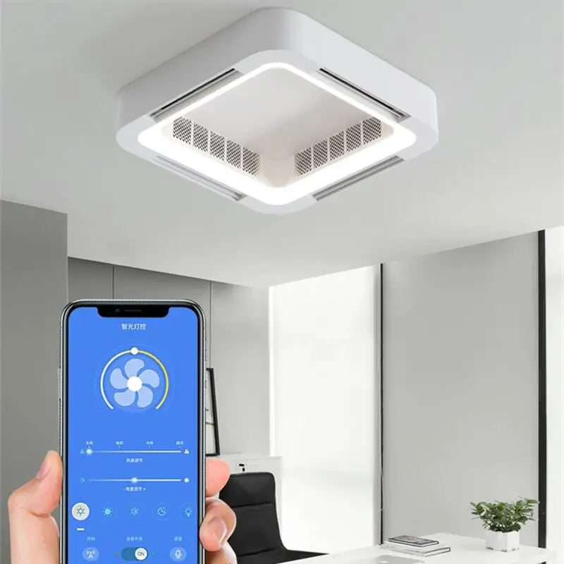 Smart App Ceiling Fan Lamp With Light Bladeless Remote Control Without Blades DC LED Circulator Bedroom Living Room Office Fans