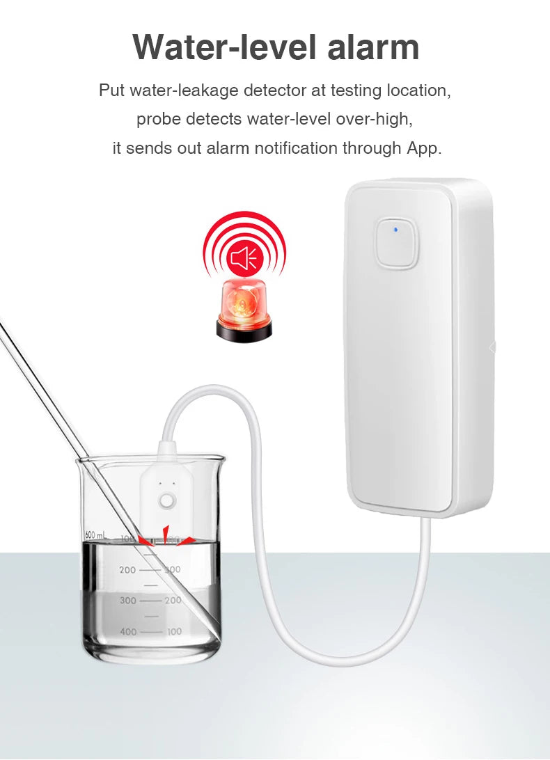 Smart Water Leak Sensor Alarm - Tuya WiFi Security