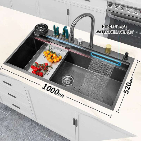 Kitchen Sink Stainless Sink Products Multifunctional Sink Waterfall for Kitchen Large Single Washbasin Smart Sink Dishwasher