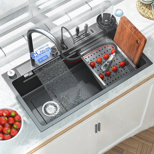 Smart Black Stainless Steel Sink with Touch Faucet