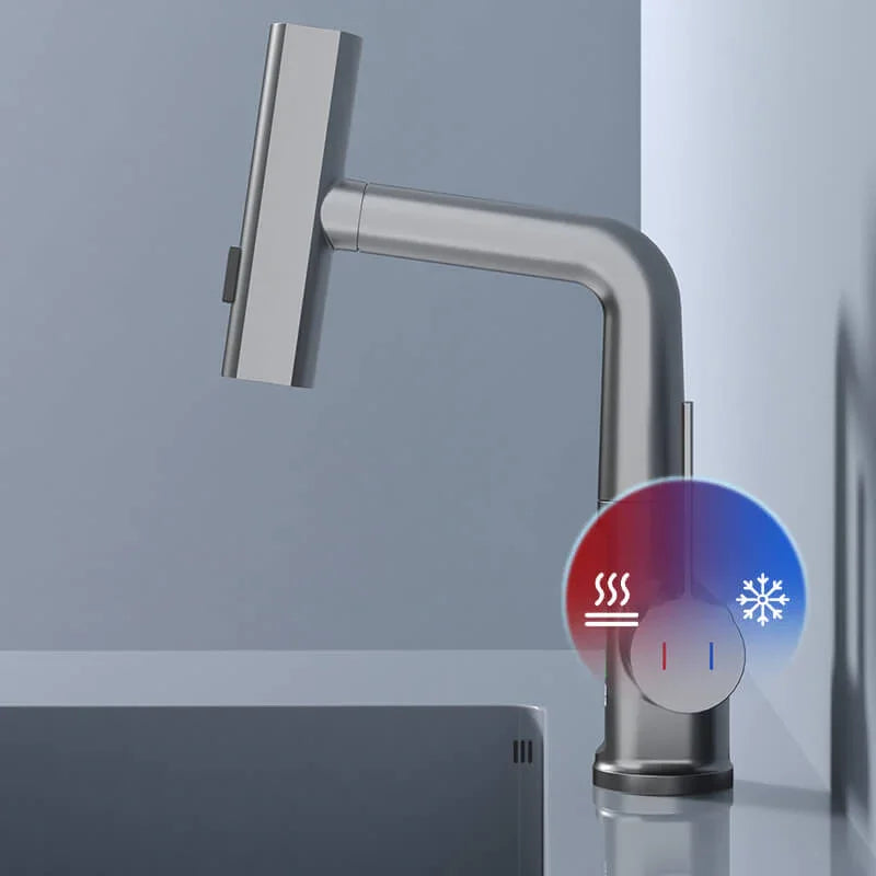 Pulling lifting digital display faucet Waterfall Basin Faucet Stream Sprayer Hot Cold Water Sink Mixer Wash Tap For Bathroom