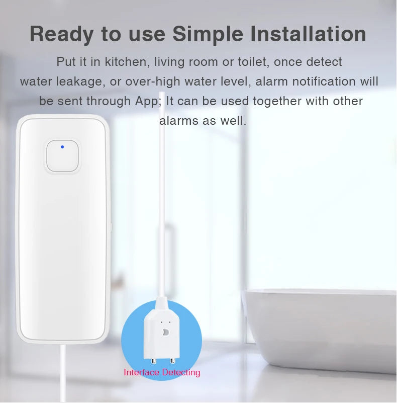 Smart Water Leak Sensor Alarm - Tuya WiFi Security