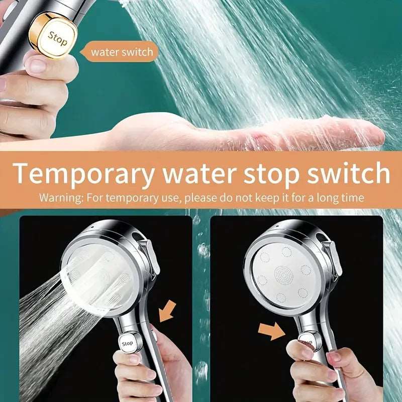 Smart 4Mode Adjustable LED Digital Temperature Display Shower Head High Pressure Handheld Bathroom Water Saving Showerhead Press