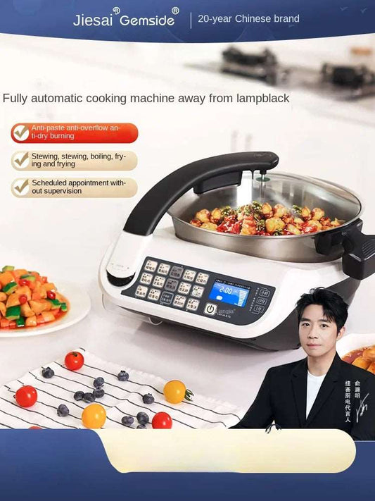 220V Gemside Smart Cooking Pot  Automatic Stir Fry Machine with Non-Stick Coating | Multifunctional Appliance for Home Kitchen