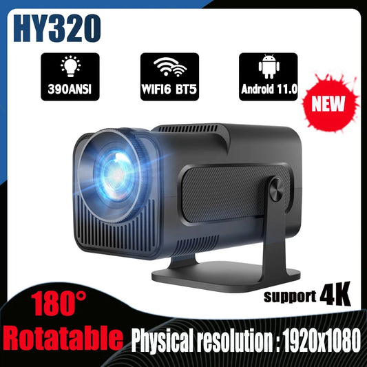 DITONG Android 11 390ANSI HY320 Projector 4K Native 1080P Dual Wifi6 BT5.0 Cinema Outdoor Home Theater HY300 atualizado