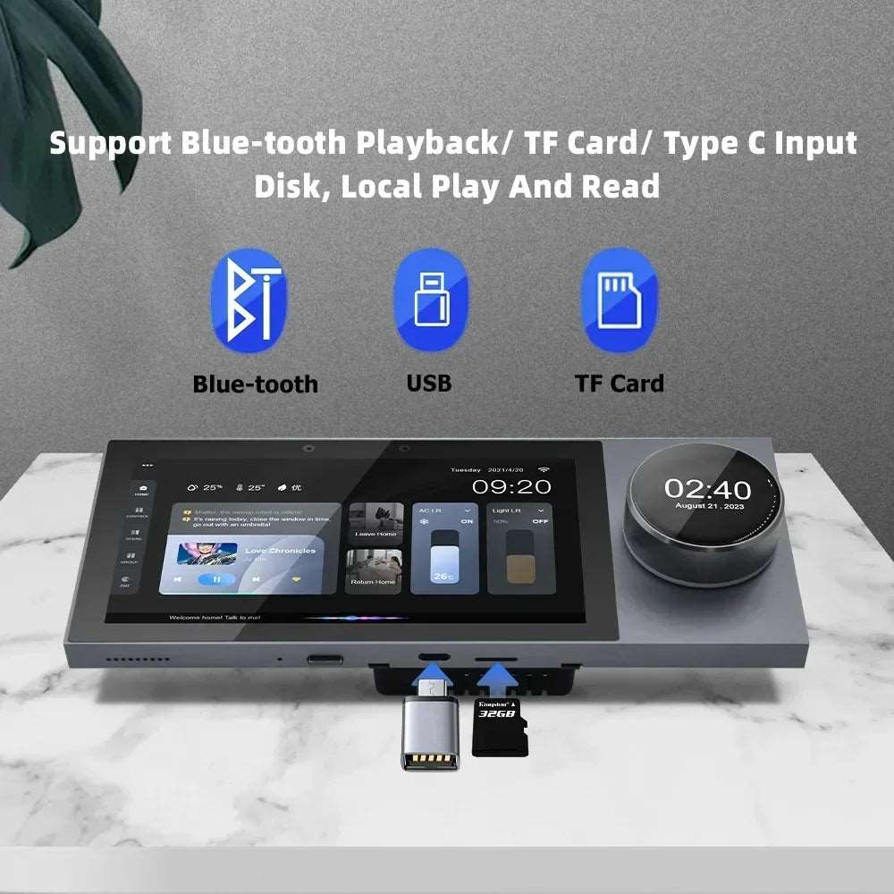 Smart Android Wall Panel 6" Touch Screen In-wall Amplifier Bluetooth WiFi Audio Sound Home Theater Amp Support RS485 ZigBee TUYA